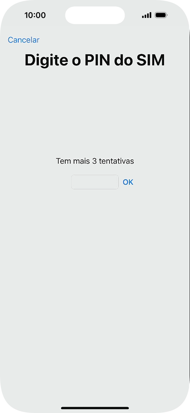 Se o cartão SIM estiver bloqueado, deve introduzir o código PIN e premir OK.
