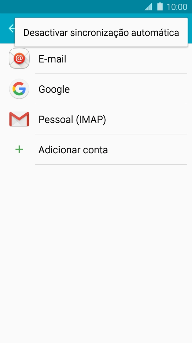 Prima Desactivar sincronização automática para desativar a função.