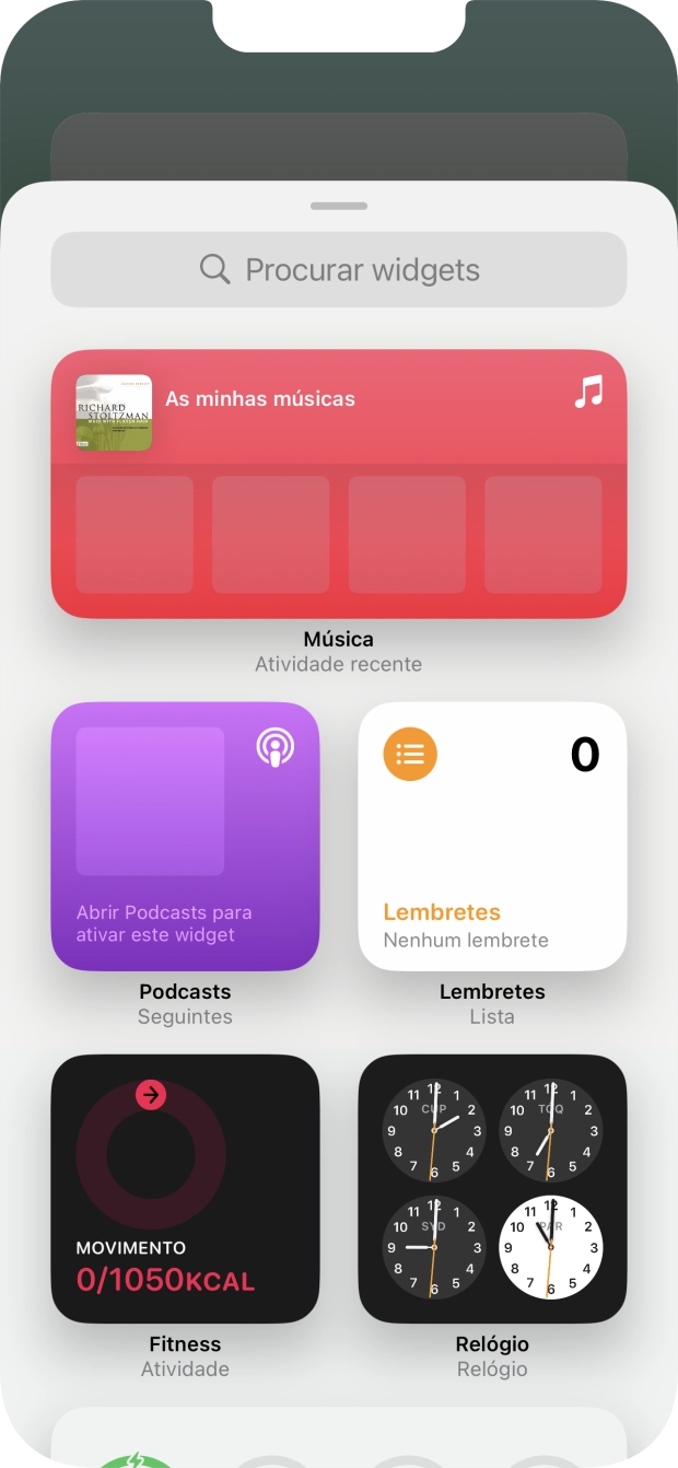 Prima o widget pretendido.