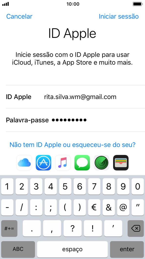 Prima Iniciar sessão.