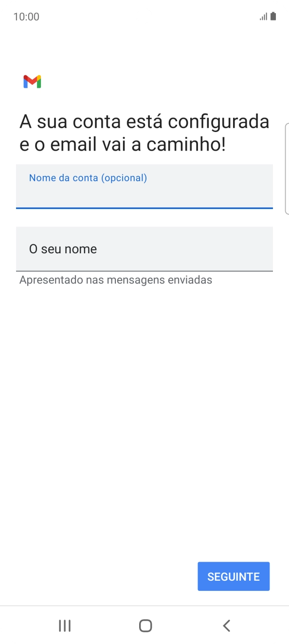 Prima O seu nome e introduza o nome do remetente pretendido.
