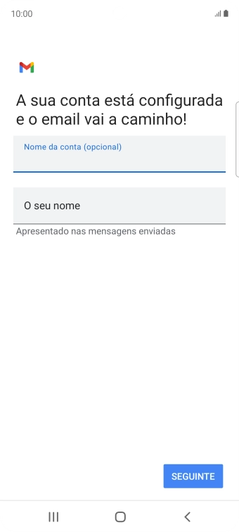 Prima O seu nome e introduza o nome do remetente pretendido.