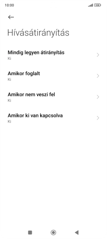 Kattints a kívánt hívásátirányítás-típusra.