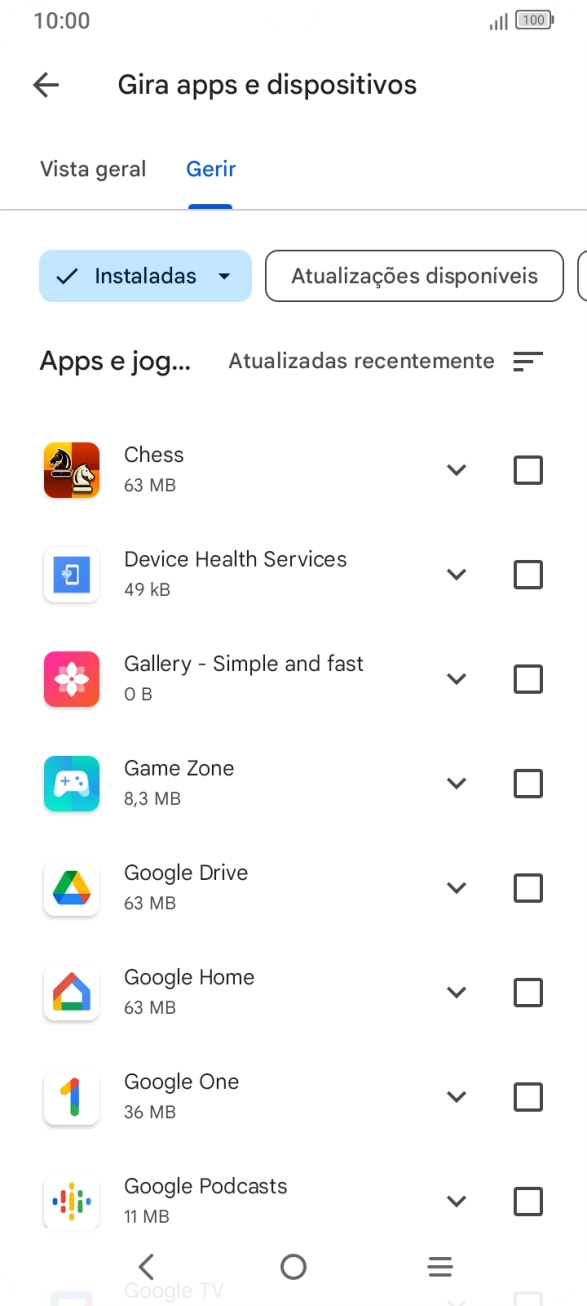 Prima a app pretendida.