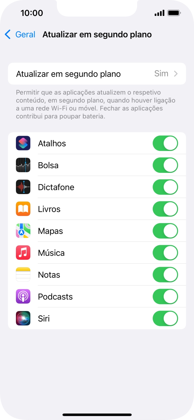 Prima Atualizar em segundo plano.