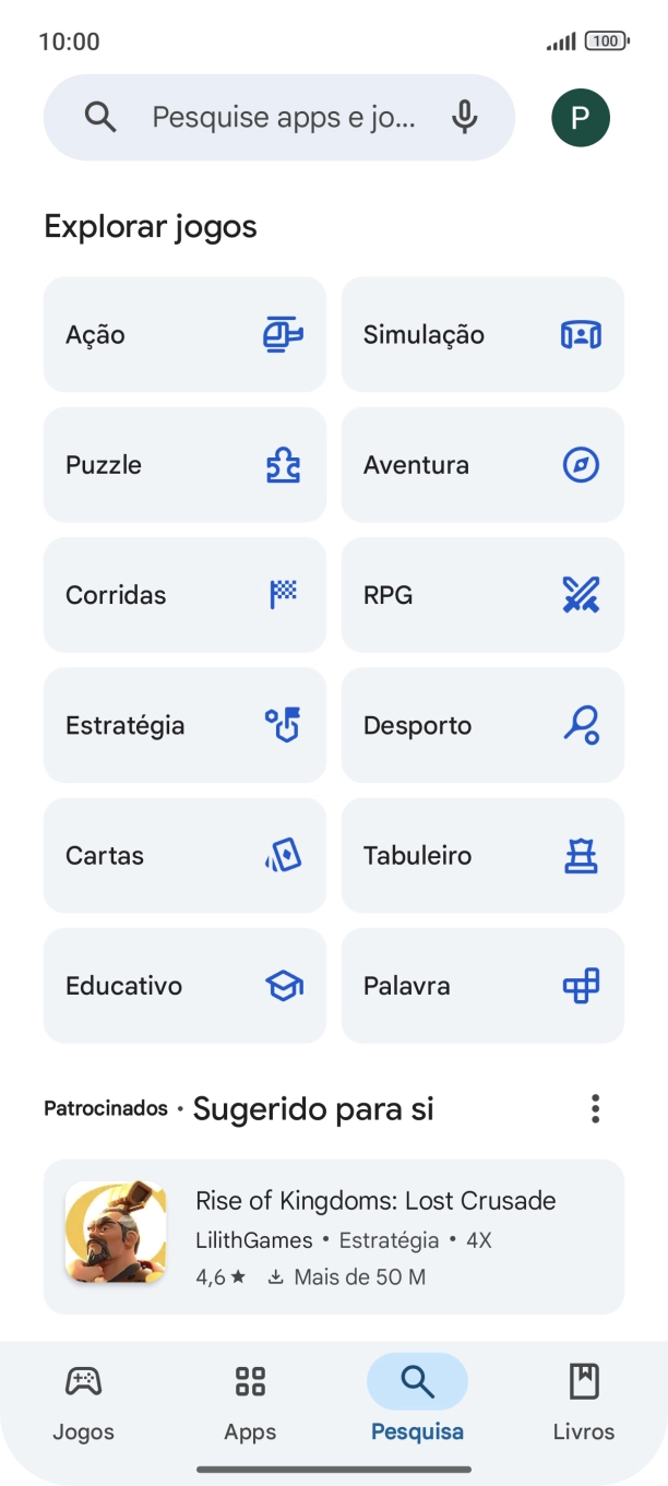 Prima a caixa de pesquisa.