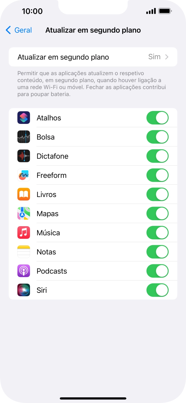 Prima Atualizar em segundo plano.