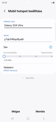 Kattints a „Hálózat neve” alatti mezőre, és írd be a Wi-Fi hotspot kívánt nevét.