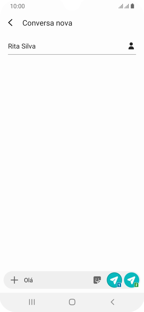 Quando tiver terminado de escrever a sua mensagem curta, prima o ícone para enviar junto ao cartão SIM pretendido.