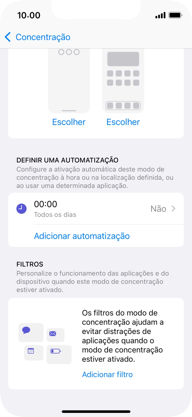 Prima Adicionar automatização e siga as indicações no ecrã para escolher as definições para ativação automática da função 