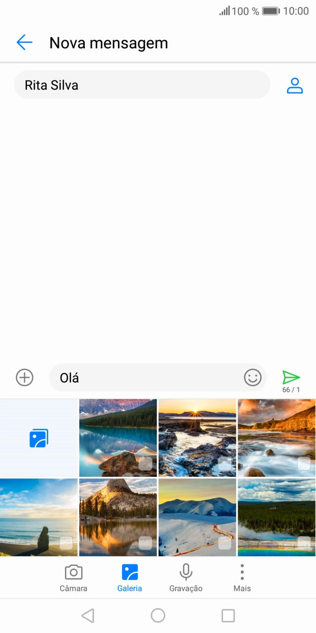 Prima o ícone de galeria e vá até à pasta pretendida.