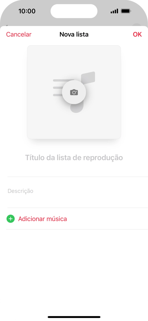 Prima o campo de escrita e introduza o nome da lista de reprodução.