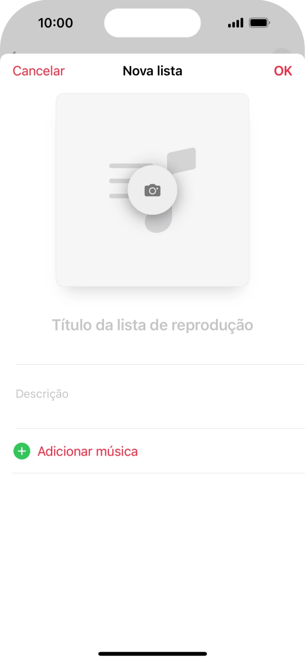 Prima o campo de escrita e introduza o nome da lista de reprodução.