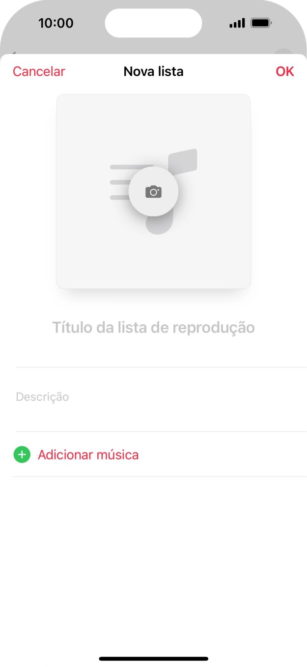 Prima o campo de escrita e introduza o nome da lista de reprodução.