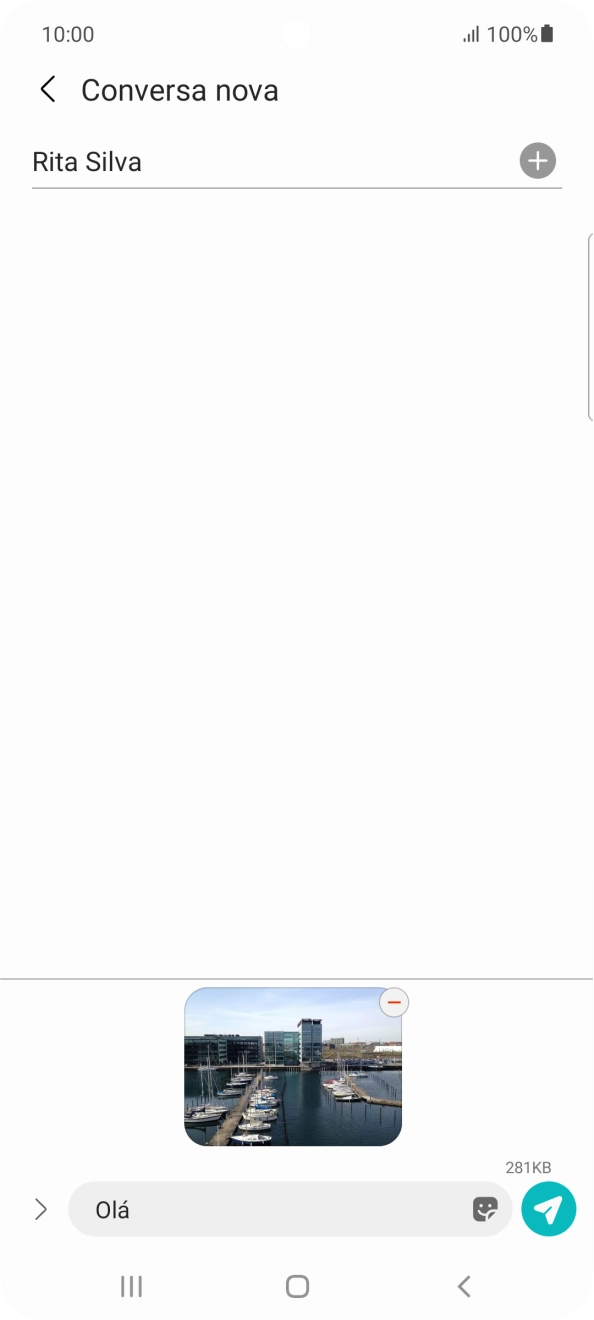 Prima o ícone para enviar quando terminar de escrever a sua mensagem multimédia.