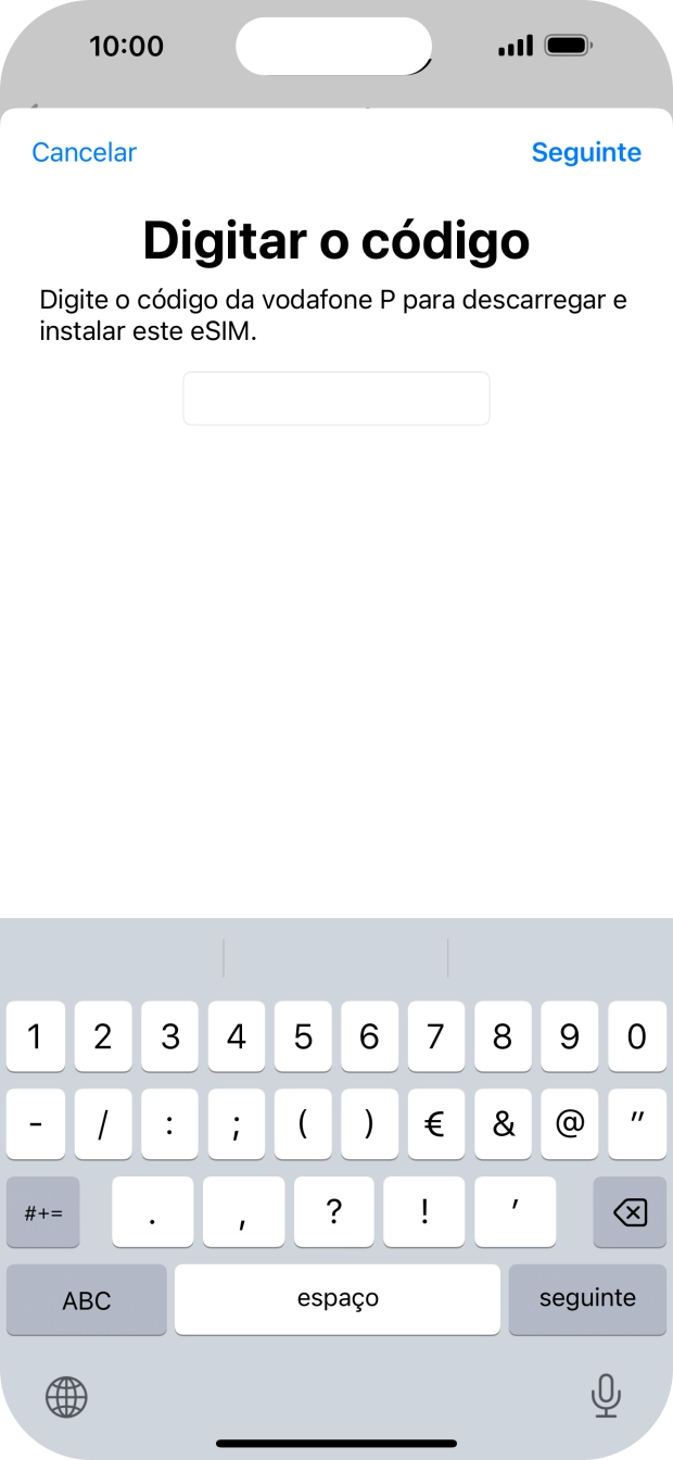 Introduza o código de confirmação enviado e prima Seguinte.