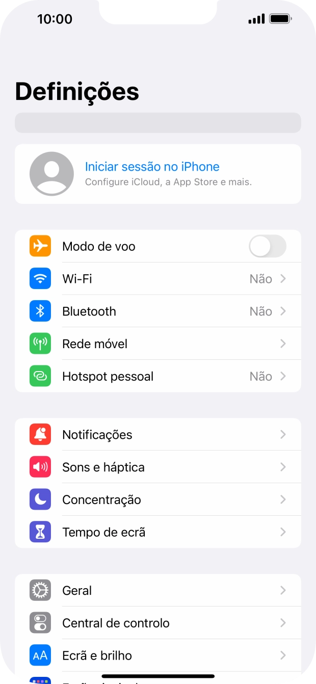 Prima Iniciar sessão no iPhone.