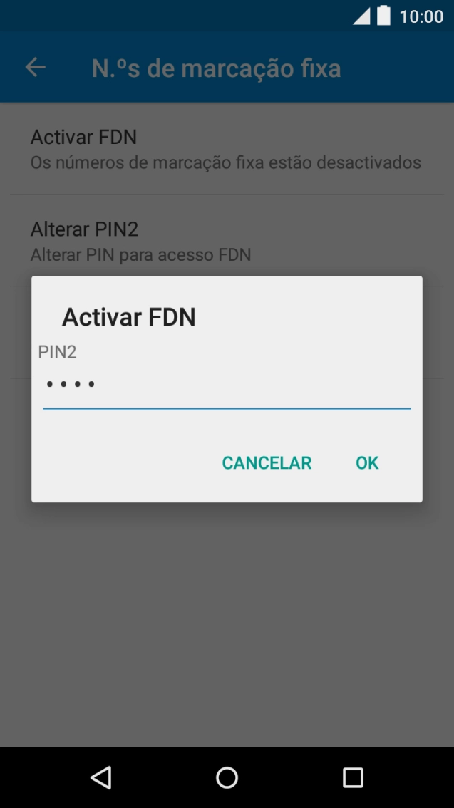 Introduza o código PIN2 e prima OK.