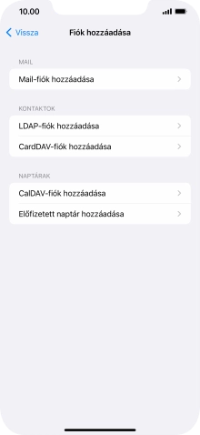 Válaszd a Mail-fiók hozzáadása lehetőséget.