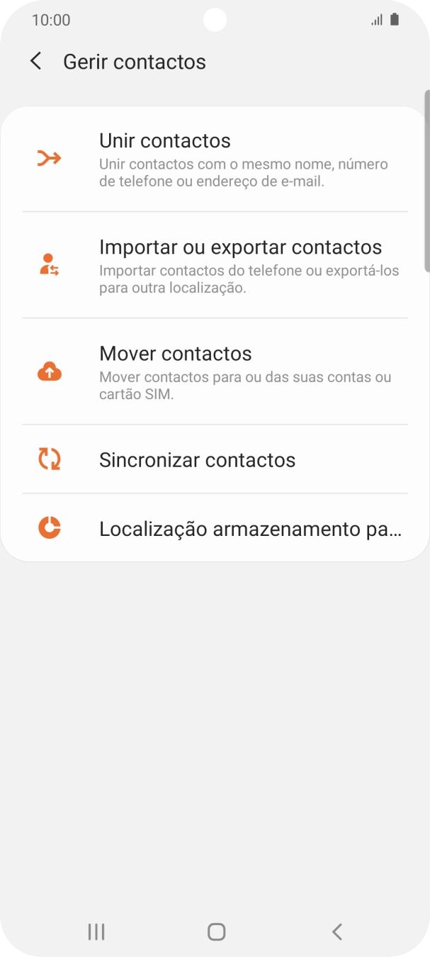 Prima Importar ou exportar contactos.