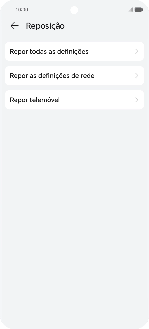 Prima Repor as definições de rede.