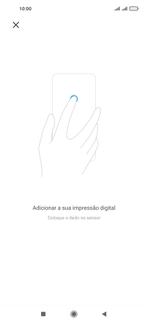 Siga as indicações no ecrã para definir a impressão digital como código de bloqueio.