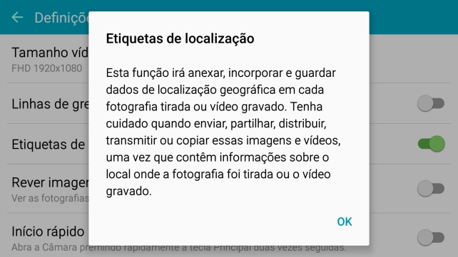 Se ativar a função, prima OK.