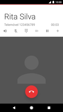 Prima o ícone para terminar a chamada.