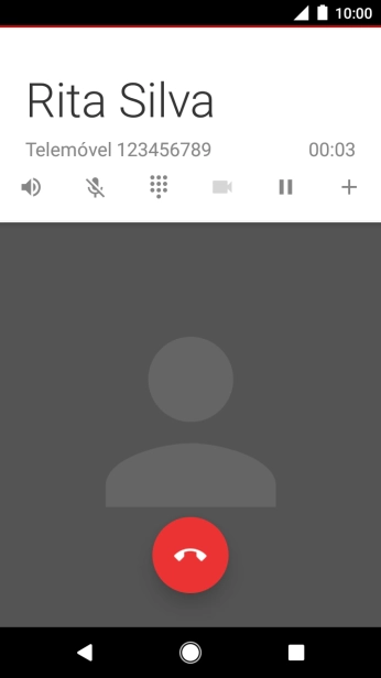 Prima o ícone para terminar a chamada.