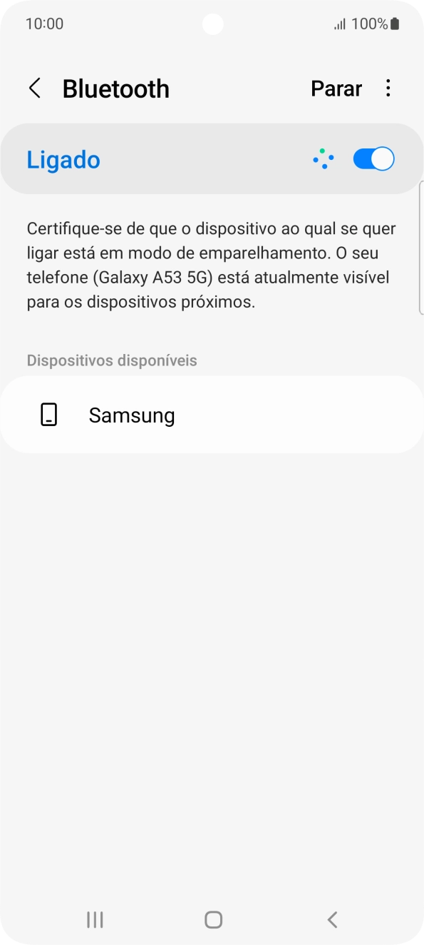 Prima o dispositivo Bluetooth pretendido e siga as indicações no ecrã para emparelhar o dispositivo pretendido com o telefone.
