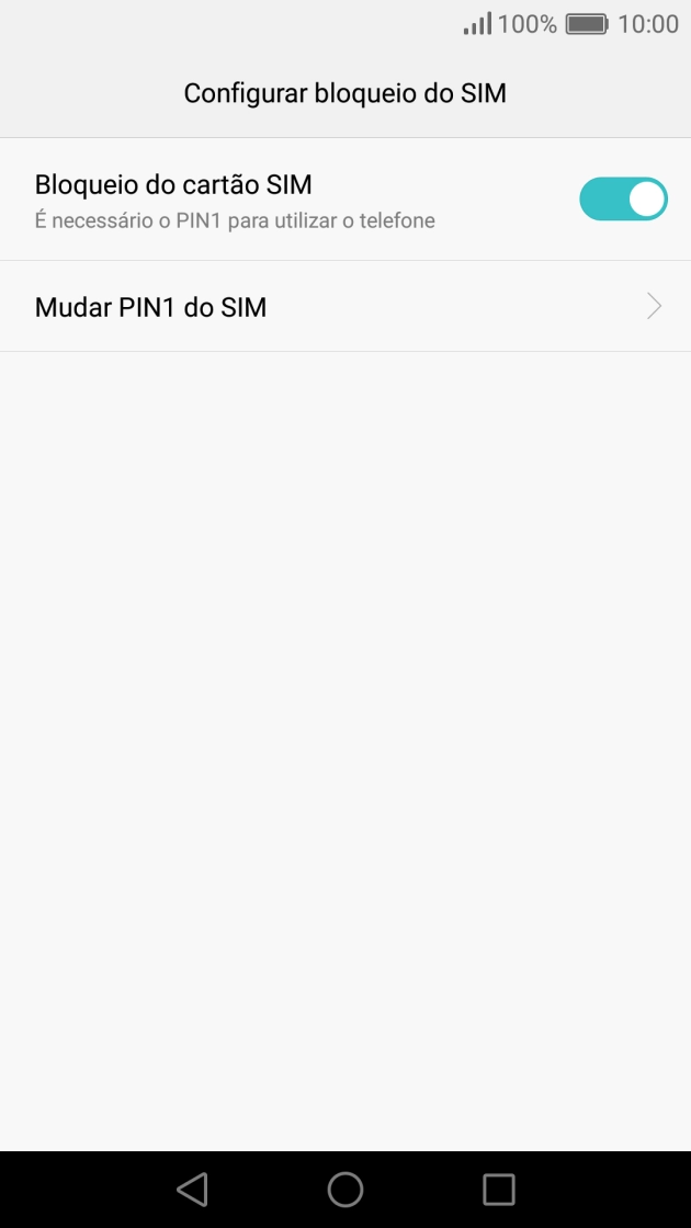 Prima Bloqueio do cartão SIM para ativar ou desativar a função.