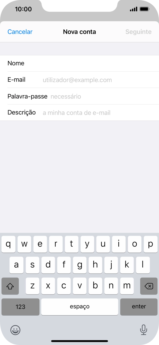 Prima E-mail e introduza o seu endereço de e-mail.