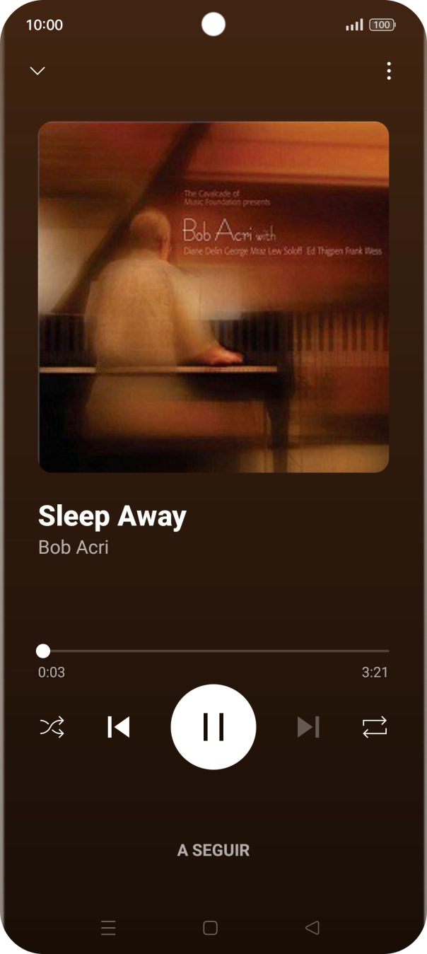 Prima a seta para a direita para ir para o ficheiro de música seguinte.