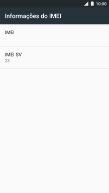 O código IMEI é mostrado no ecrã.