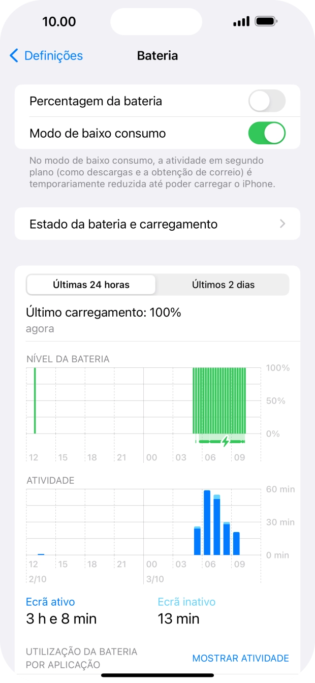 Para voltar ao ecrã inicial, deslize o dedo de baixo para cima a partir da base do ecrã.