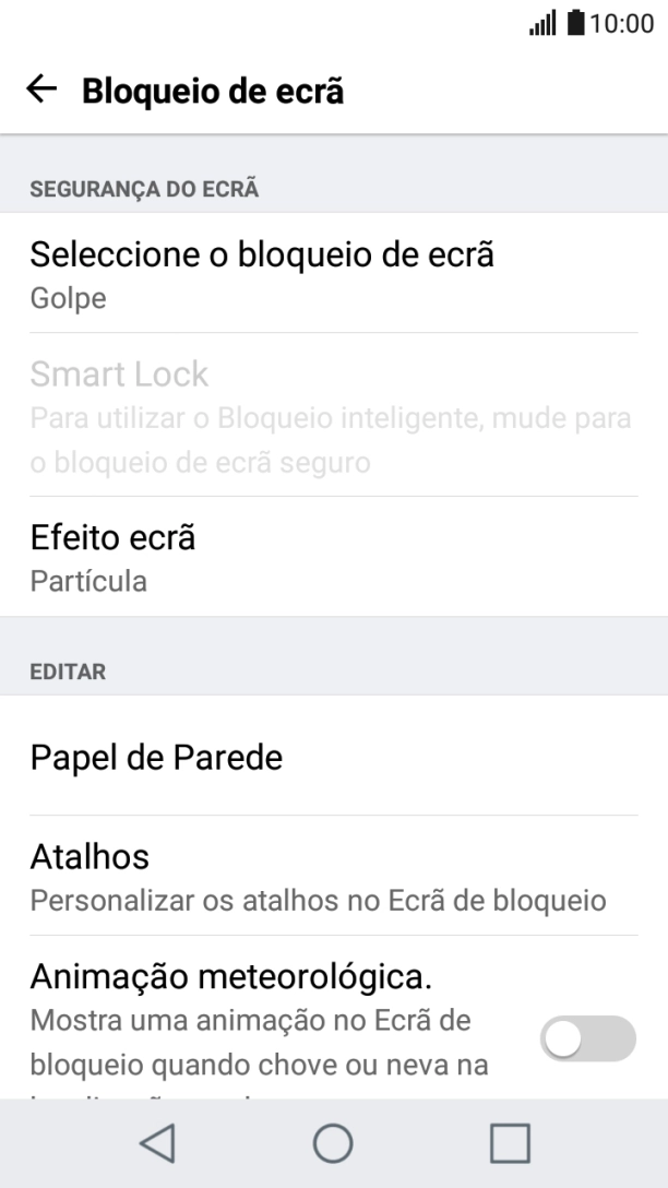 Prima Seleccione o bloqueio de ecrã.
