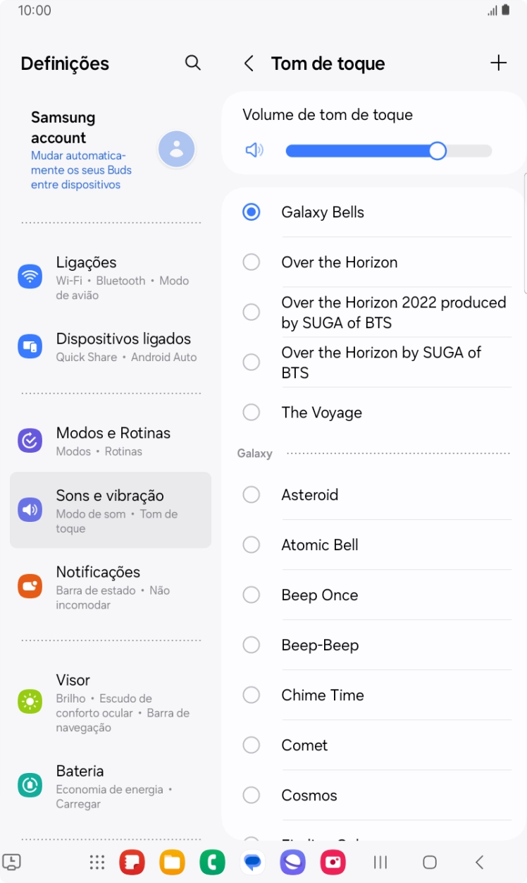 Prima os tons de toque pretendidos para os ouvir.