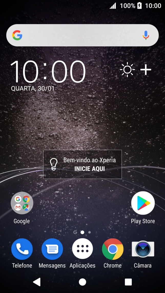 Quando o ícone de bateria em carregamento for mostrado no ecrã, a bateria está em carregamento.