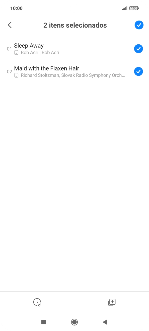 Prima os ficheiros de música pretendidos para os escolher.