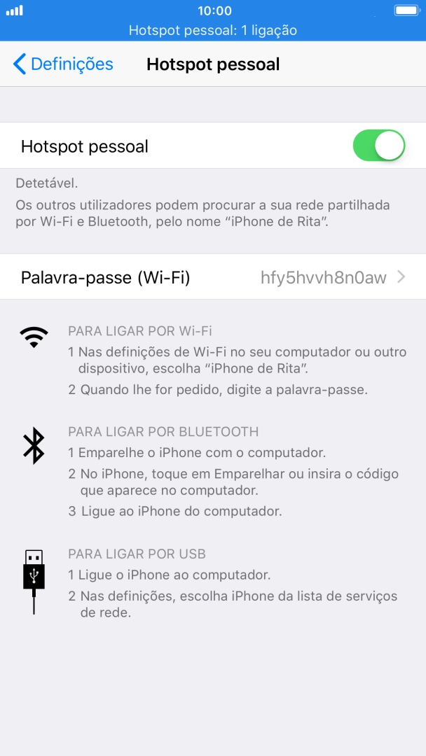 Prima Palavra-passe (Wi-Fi) e introduza a password pretendida.