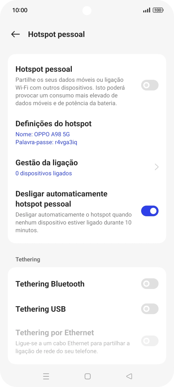 Prima Definições do hotspot.