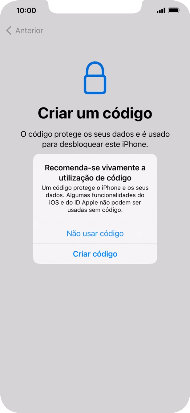Se desativar a função, prima Não usar código.