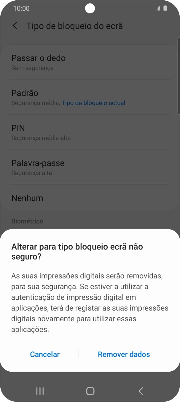 Prima Remover dados.