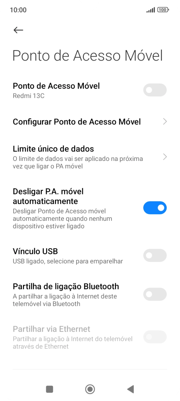 Prima Configurar Ponto de Acesso Móvel.