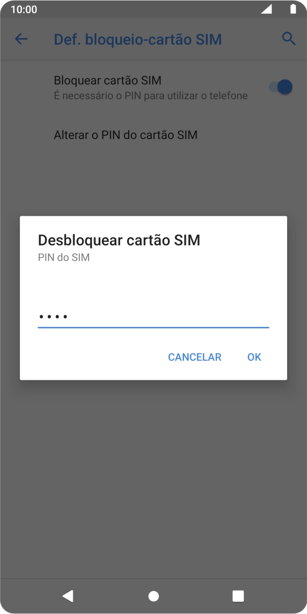Introduza o seu código PIN e prima OK.