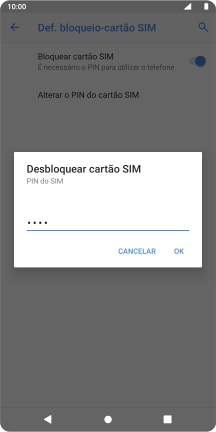 Introduza o seu código PIN e prima OK.