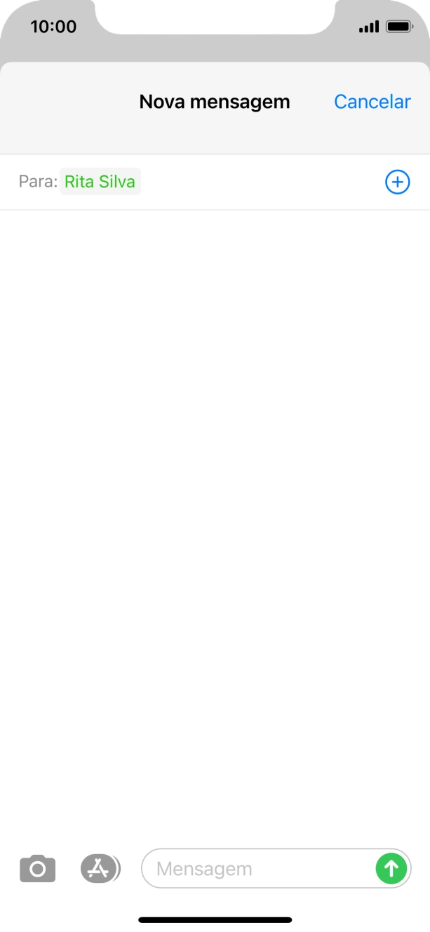 Prima o campo de escrita e escreva o texto da sua mensagem curta.