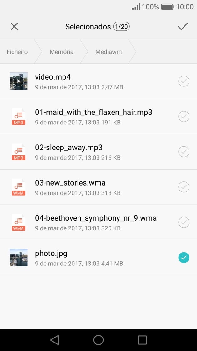 Prima o ícone para aceitar.