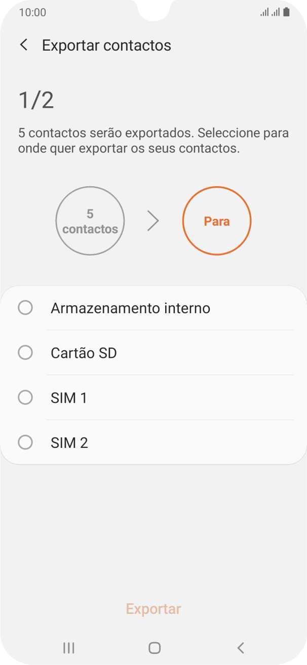 Prima o cartão SIM pretendido.