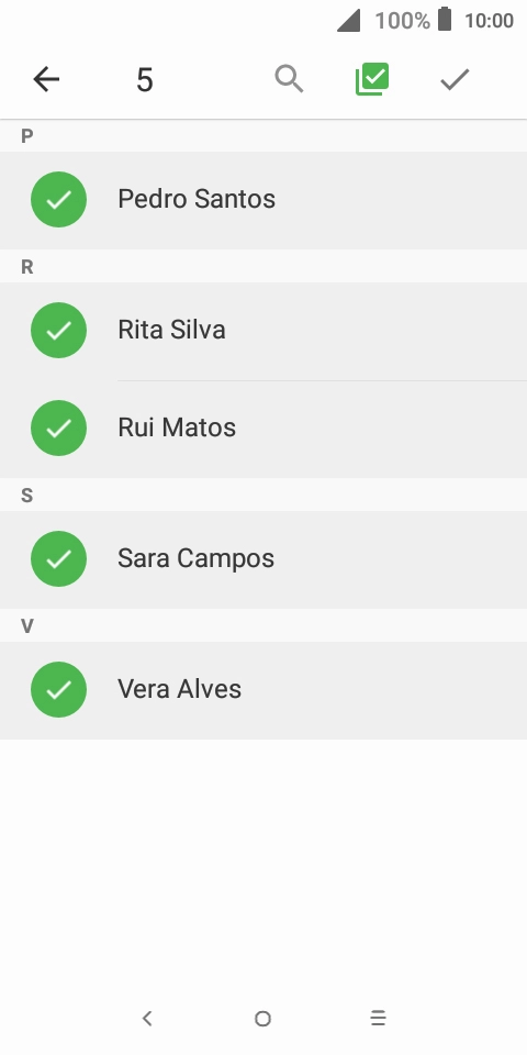 Prima o ícone para aceitar.